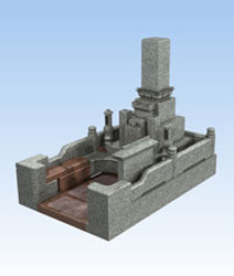 ９寸角石碑上下蓮華付・芝台・霊標・防風灯・ベンチ式巻石