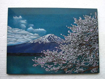 点射彫 絵画富士山