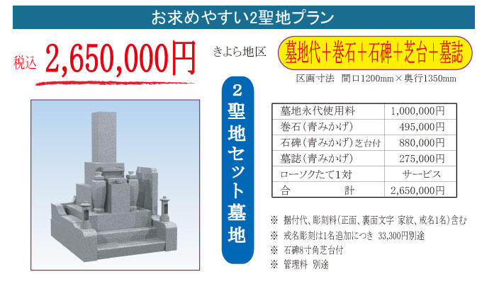 ２聖地・墓地墓石セット・2,650,000円